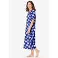 thumbnail image 3 of Dreams & Co. Plus Size V-Neck Short Sleeve Midi Cotton Sleep Shirt, 3 of 6