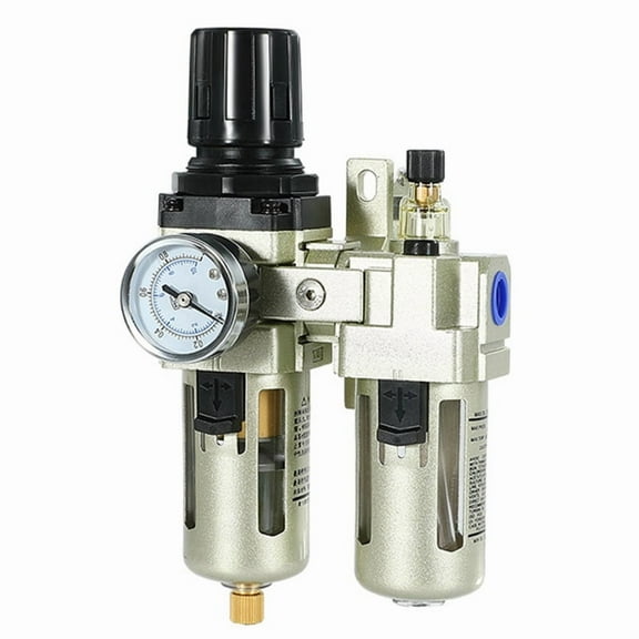 1pc AC3010-03 Aluminum Alloy Compressed Air Pressure Regulator Moisture Trap Water Filter 3/8inch with Pressure Gauge,1 * Pressure Regulator 1 * Instruction table,As Shown