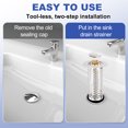 thumbnail image 4 of Uxcell Bathroom Sink Drain Strainer, Sink Stopper Hair Catcher with Removable 304 Stainless Steel Filter Basket 3.1" x 2.2" Fit 1.5"-1.9" Hole for Bathroom Sink Stopper Replacement, 4 of 5