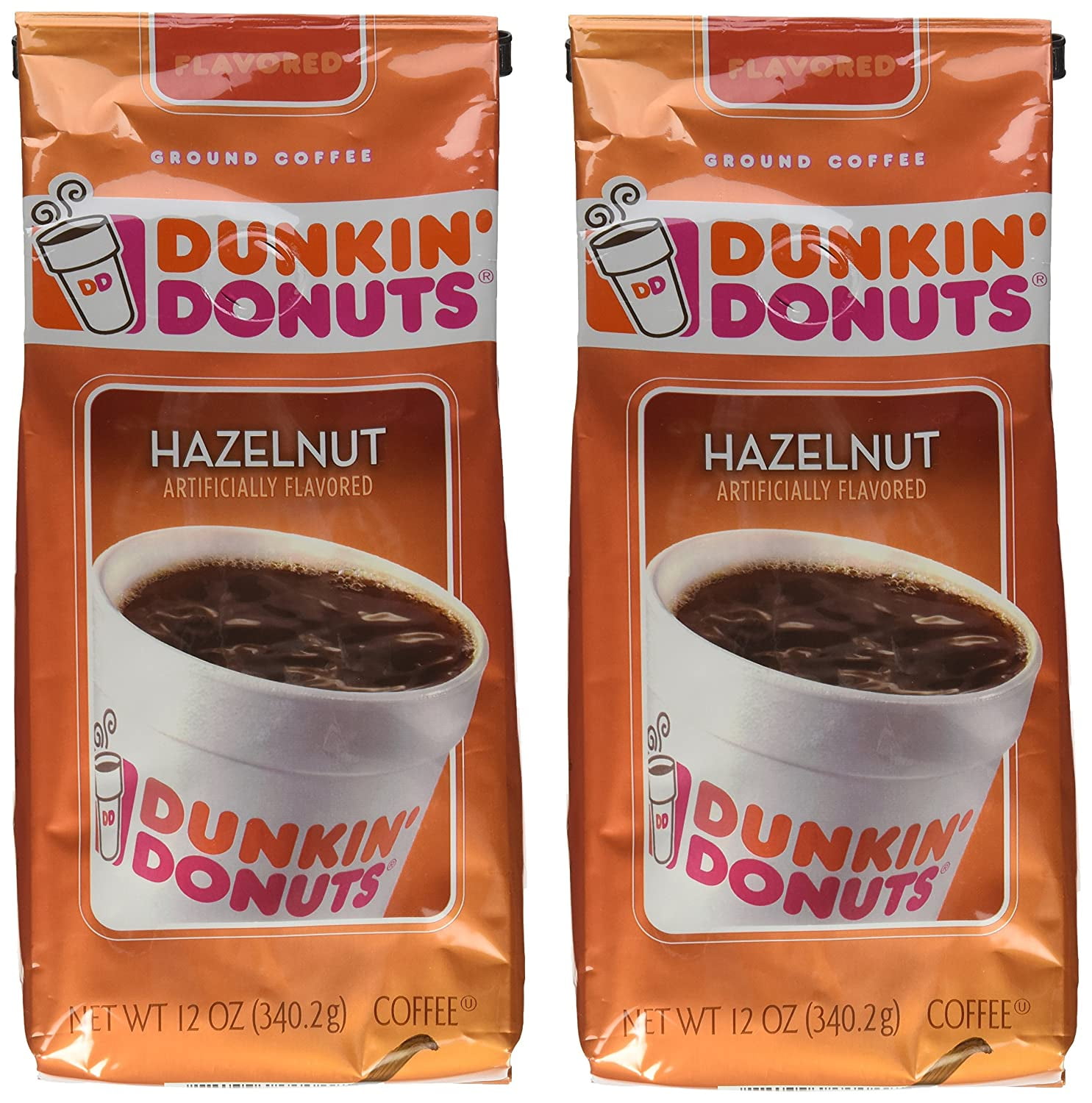 Dunkin Donuts Hazelnut Ground Coffee, 12 Ounce (Pack Of 2)