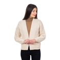 thumbnail image 3 of Irish Cardigan Sweater for Women Soft Merino Wool Blend Cable Knit Boyfriend Large Coat, 3 of 6