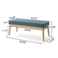 thumbnail image 3 of GZXS Rectangular Upholstered Bench with Button-Tufted Polyester-Blend Seat and Solid Birch Legs, Easy Assembly, 43.5"L x 15.75"W x 17"H, Teal, 3 of 9