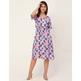thumbnail image 2 of Moomaya V Neck Short Sleeve Printed Rayon Dress - Women's Trendy Summer Dress, 2 of 9