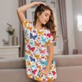 thumbnail image 3 of Naloa Fast Food Print Women Nightgowns,Womens Loungewear,Short Sleeve Sleepwear,Comfy Ladies Nightdress, 3 of 6