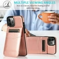 thumbnail image 4 of Entronix Wallet Case for iPhone 14 Pro Max, PU Leather [6 Slots] Card Holder Flip Stand, Pink, 4 of 5