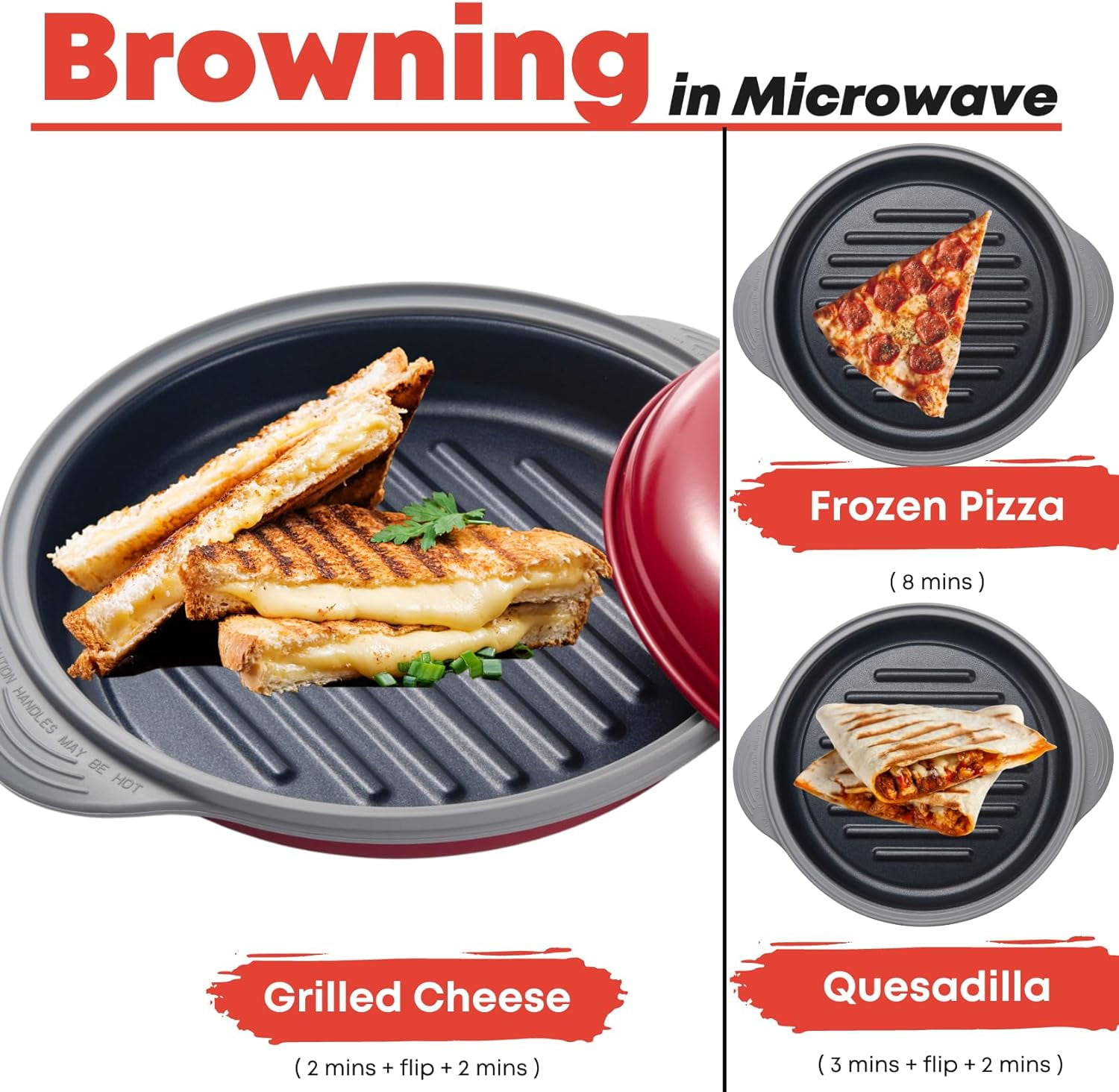 Microwave Grill Pan with Lid | Griddle & Crisper Cookware for Grilling, Browning & Crisping Foods