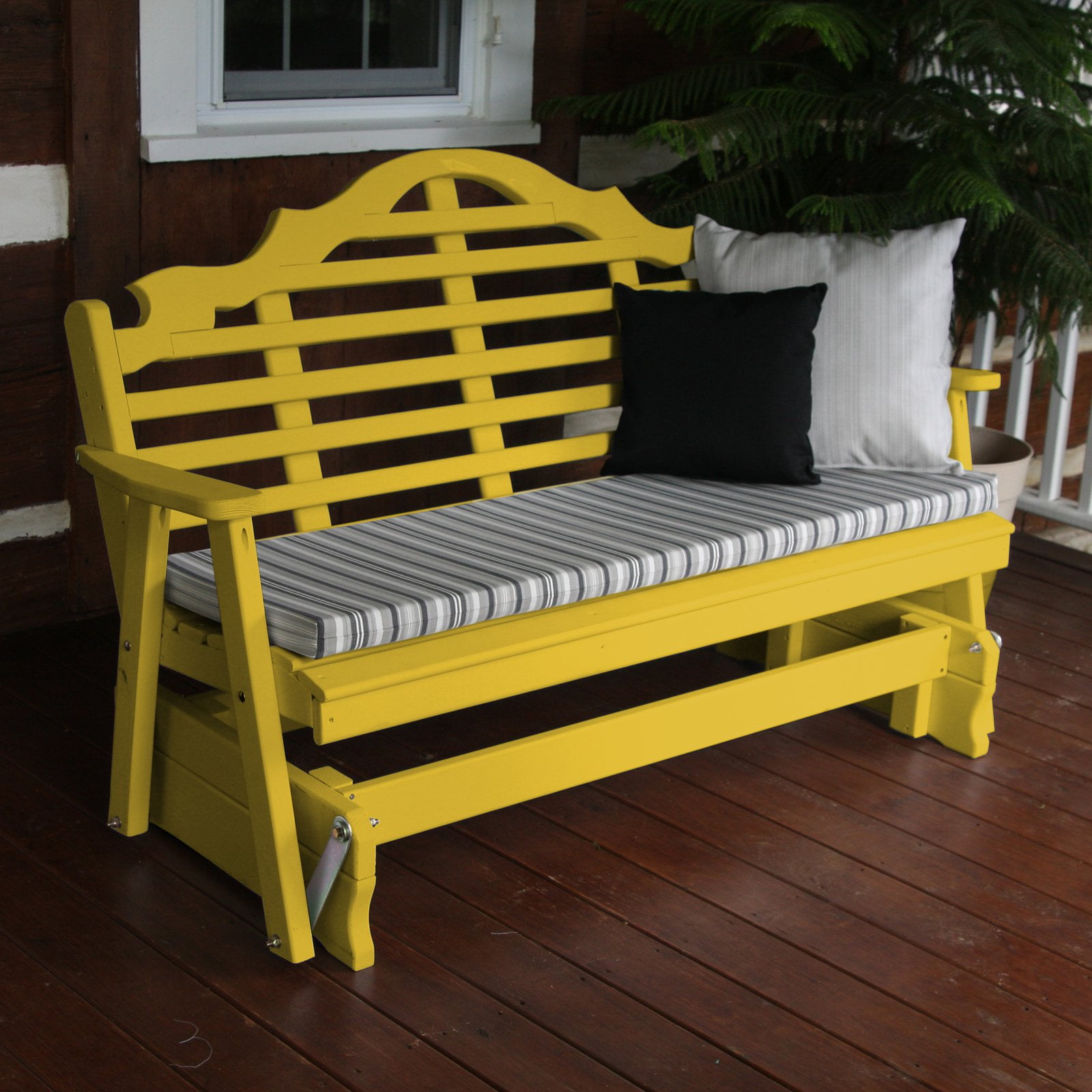A Amp L Furniture Yellow Pine Marlboro Outdoor Bench Glider Walmartcom Walmartcom