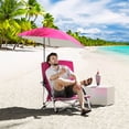 thumbnail image 2 of Costway 1 PCS Portable Beach Umbrella Chair with Hexagonal Parasol Comfy Armrest Breathable Seat Pink, 2 of 10