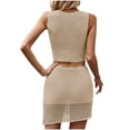 thumbnail image 4 of Yuyuzo Womens 2 Piece Sweater Outfits Summer V Neck Button down Tank Tops Drawstring Skirt Knit Sets, 4 of 4