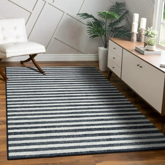 Luxe Weavers Moroccan Lines Area Rug Dark Gray 6x9, Easy Clean Modern Home Décor Rug