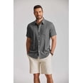 thumbnail image 2 of COOFANDY Mens Summer Textured Shirts Short Sleeve Stretch Linen Shirts for Vacation, 2 of 6