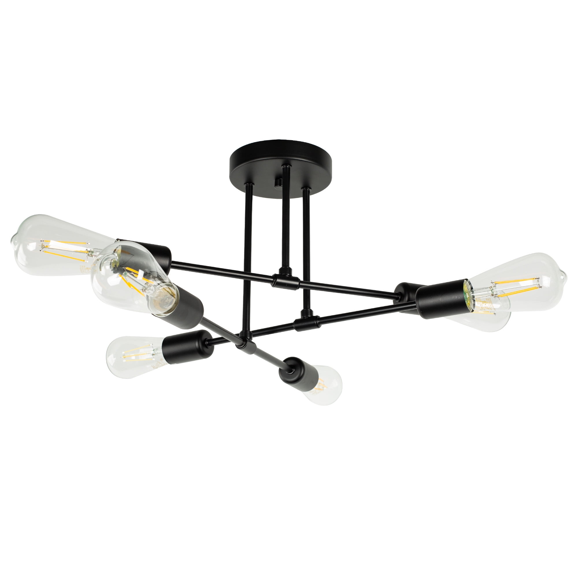 Briignite 6Light Black Contemporary Sputnik Semi Flush Mount Ceiling