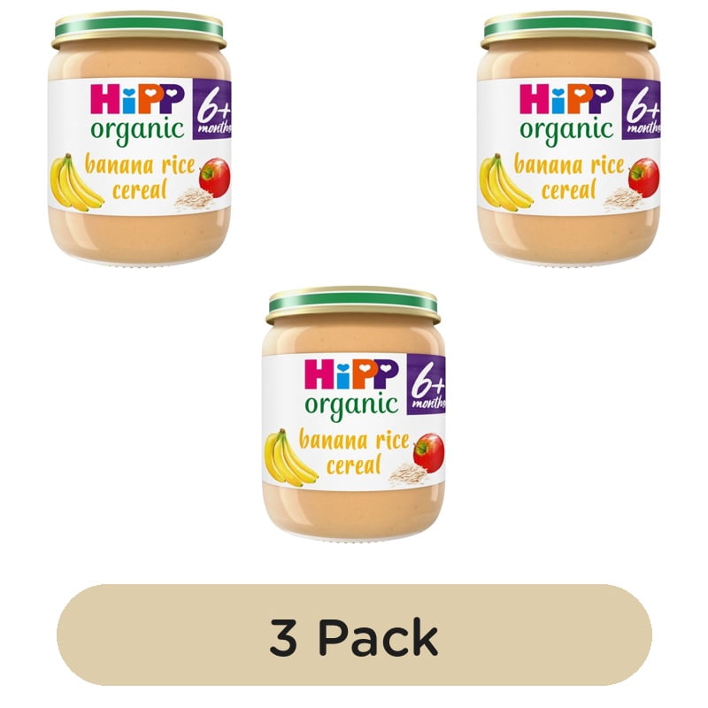 HiPP Organic Banana Rice Cereal Baby Food Jar 4+months 125g, British Import (Pack of 3)