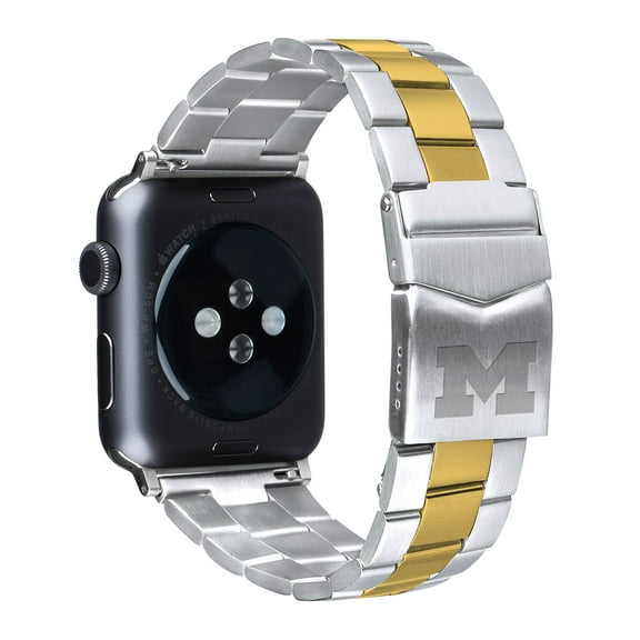 Wolverines Executive Series Two-Tone Stainless Steel Watch Band for Apple Watch - 42/44/45/49mm(46mm Series 10) by Affinity Bands