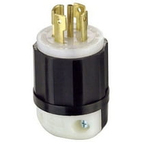 Leviton 2811 30 Amp, 120/208 Volt 3PY, NEMA L21-30P, 4P, 5W, Locking Plug, Industrial Grade, Grounding - Black-White