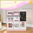 thumbnail image 4 of Qaba Play Kitchen, Pretend Kids Kitchen Playset with Play Phone, Chalkboard, Towel Rack, Ice Maker, 5 Accessories, Storage Space & Microwave, Pink, 4 of 10