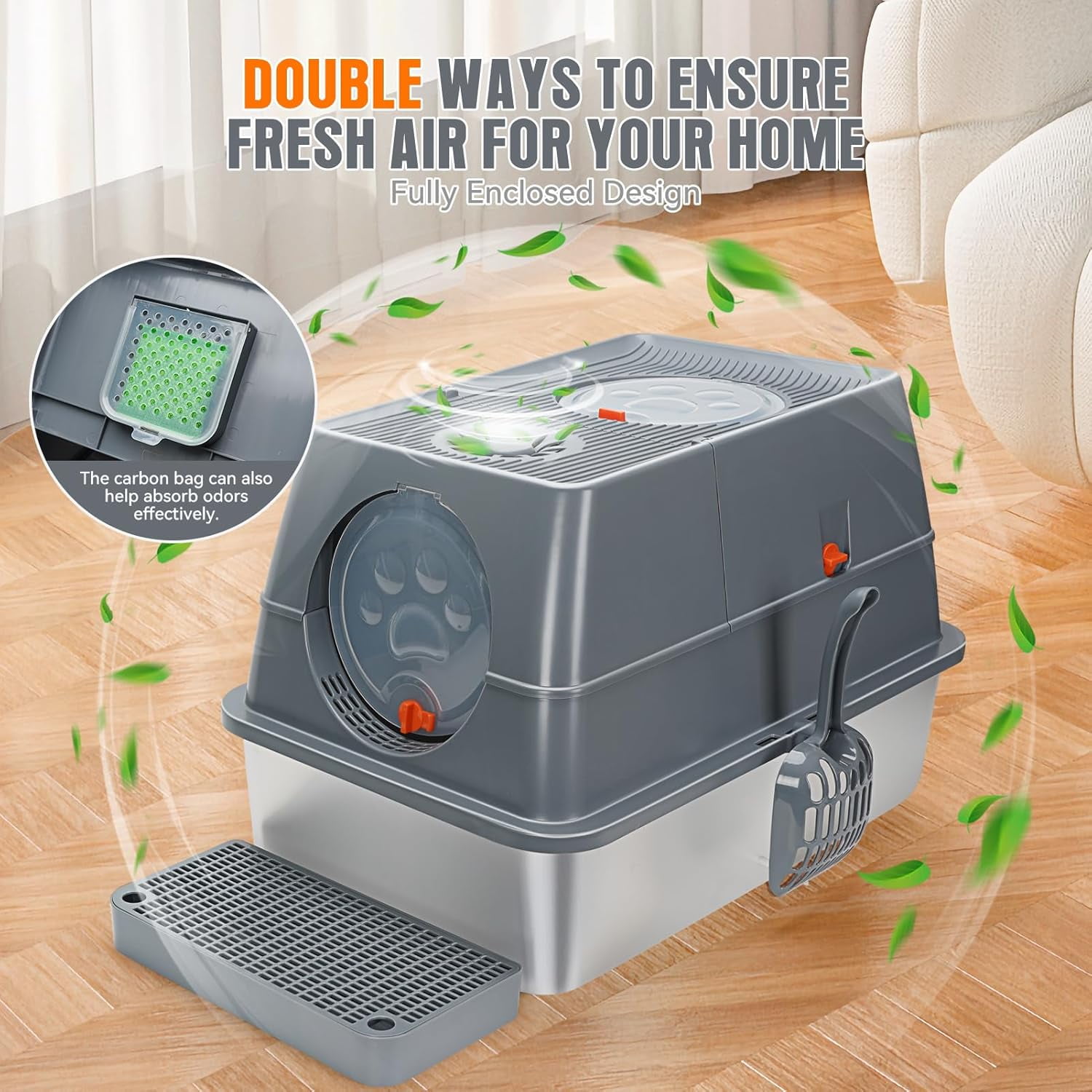 Enclosed Cat Litter Box – Large Space, Anti-Splash & Odor Control – Non-Stick Base, Easy to Clean for Indoor Cats – Durable & Cat-Friendly Design