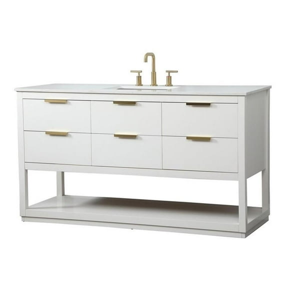 60 inch single bathroom vanity in white