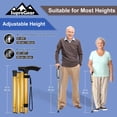thumbnail image 2 of Bastón plegable Supregear, ajustable en 5 niveles de altura, ligero, plegable, portátil, de viaje, con correa de muñeca y mango en T, para personas mayores, discapacitadas, hombres y mujeres, dorado, 2 of 5