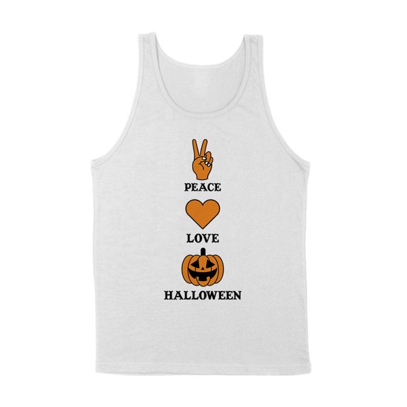 Peace Love and Halloween Tank Top Unisex Large White