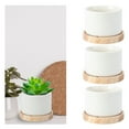 thumbnail image 4 of Jiandong Ceramic Flowerpot Gold Ceramic Succulent Planter Set with Tray for Home/Office/Balcony(3.19X3.19X2.52Inch), 4 of 10