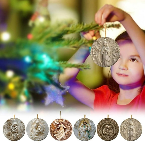 Christmas Tree Nativity Ornaments for Indoor, 3.15in Christmas Scene Ornaments, Christmas Acrylic 2D Hanging Ornament, Holy Religious Gifts, Nativity Scene Gifts for Women Keepsake