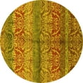 thumbnail image 1 of Ahgly Company Machine Washable Indoor Round Oriental Yellow Industrial Area Rugs, 8' Round, 1 of 4