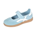thumbnail image 3 of Domuza Women Retro Two-Tone Mary Jane Sneakers, Adjustable Magic Strap Cross Strip Casual Flat Shoes Non-Slip Gum Rubber Sole Daily Walking Footwear Blue 8（EU-40）, 3 of 9
