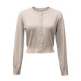 thumbnail image 4 of LEKODE Women Crew Neck Button Down Cropped Bolero Shrug Long Sleeve Lightweight Soft Plain Knit Casual Spring Fall Layering Cardigan for Dresses A L, 4 of 5