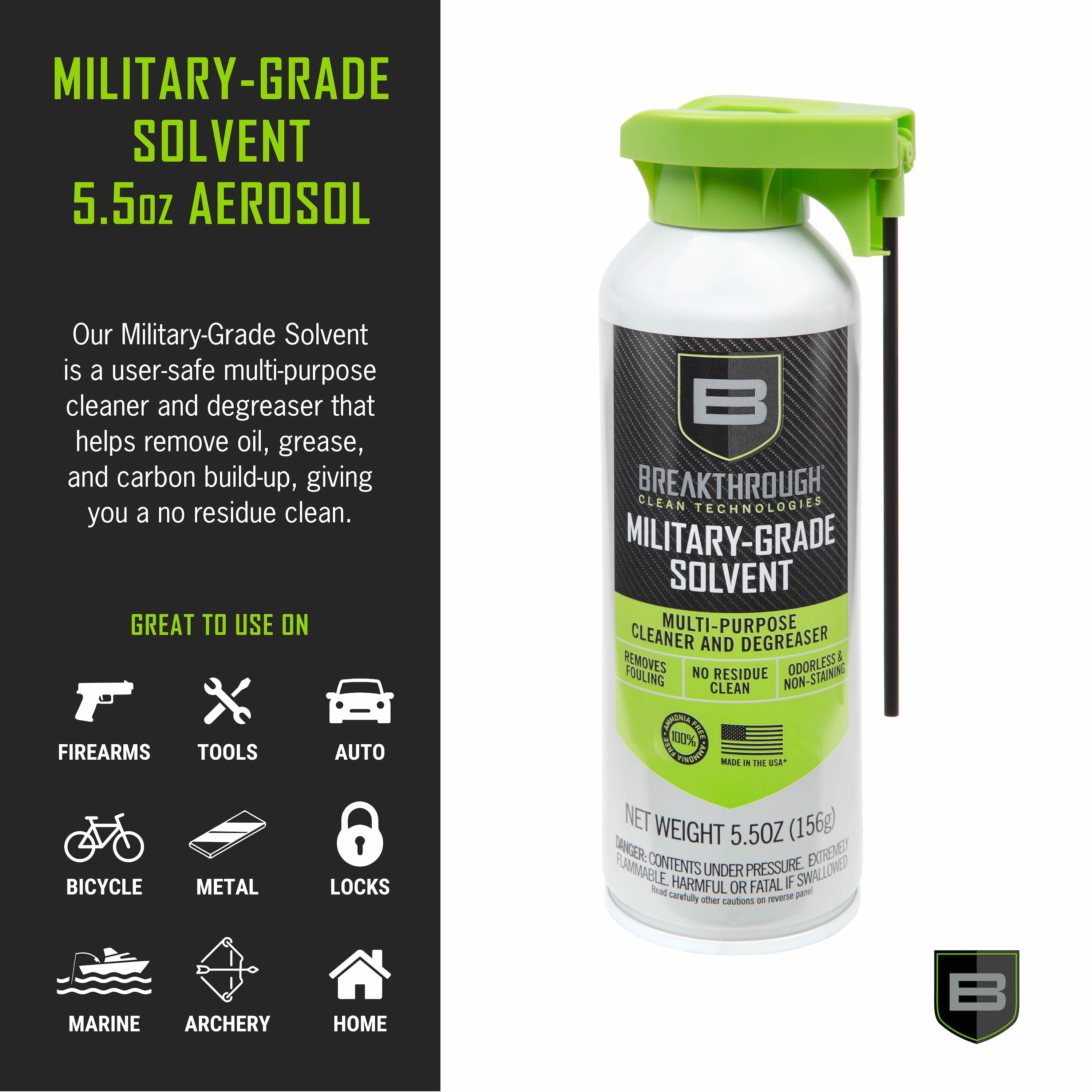 Breakthrough Clean Technologies® Aerosol Military-Grade Solvent, 5.5oz, Clear