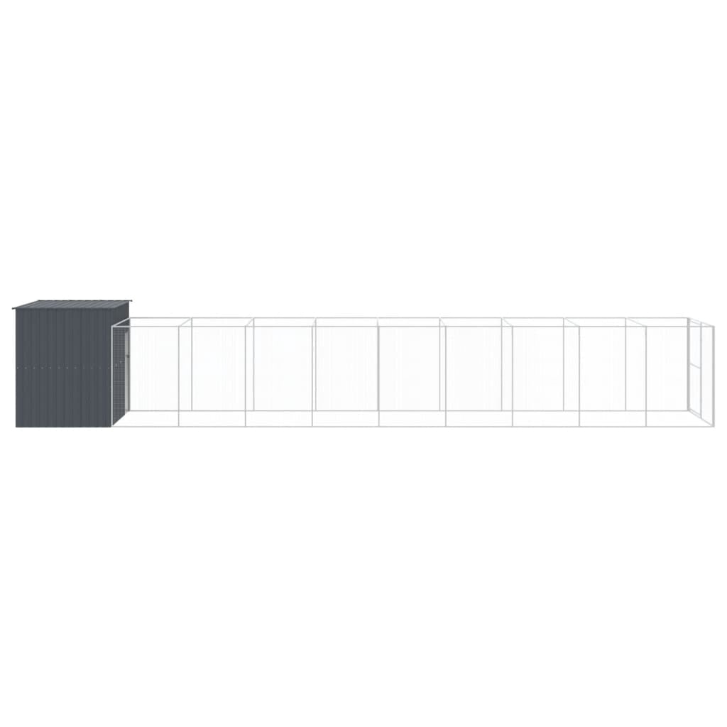 vidaXL Dog House with Run Anthracite 84.3"x260.2"x71.3" Galvanized Steel