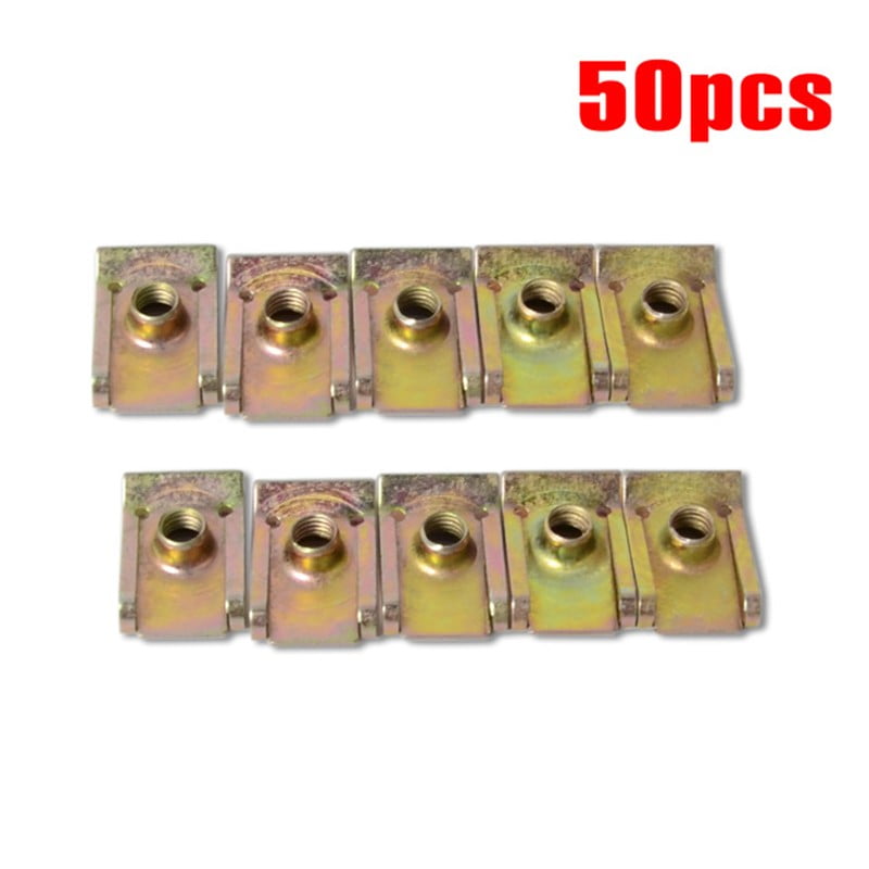 50pcs Spring Metal Plate U Shape Clips Speed Nuts M6 For Car Panel Fender 