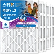 14x30x1 Air Filter MERV 13 Comparable to MPR 1500 - 2200 & FPR 9 Electrostatic Pleated Air Conditioner Filter 6 Pack HVAC AC Premium USA Made 14x30x1 Furnace Filters by AIRX FILTERS WICKED CLEAN AIR.