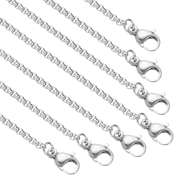 Collar de Cadena de Caja de 2mm Uxcell, 10 Piezas de 20 Pulgadas, Cadenas de Joyería de Acero Inoxidable, Tono Plateado