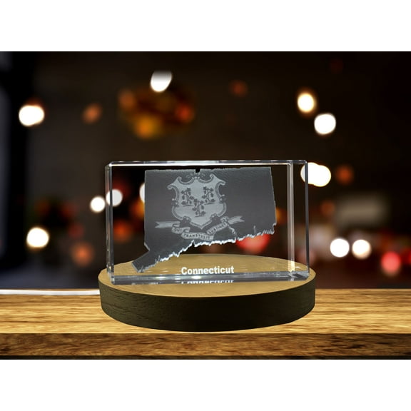 Connecticut 3D Engraved Crystal 3D Engraved Crystal Keepsake/Gift/Decor/Collectible/Souvenir