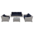 thumbnail image 2 of Modway Conway Sunbrella® Outdoor Patio Wicker Rattan 4-Piece Furniture Set in Light Gray Navy, 2 of 10