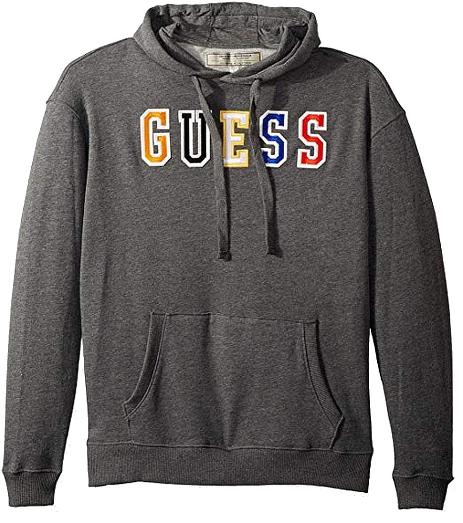 GUESS Mens Sweater Charcoal Large Hooded Pullover Fleece L Walmart