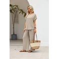 thumbnail image 5 of WIHOLL Two Piece Sets for Women Vacation Spring Outfits Summer Casual Trendy Cozy Rolled Short Sleeve Wide Leg Pants Sweatsuit, 5 of 10