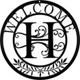 thumbnail image 1 of Placa Metal Vintage Letra H Blanca Y Negra Pintura Hierro Redonda Pared 30x30cm, 1 of 8