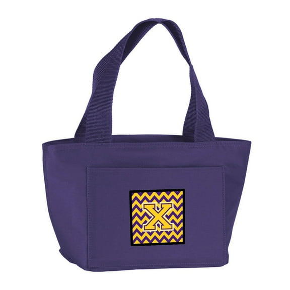 Carolines Treasures CJ1041-XPR-8808 Letter X Chevron Purple and Gold Lunch Bag Large multicolor
