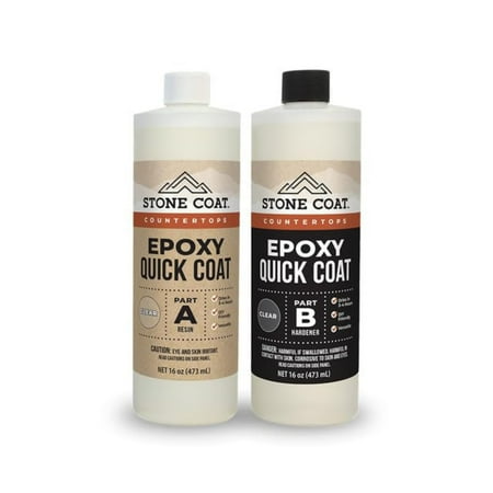Quick Coat 1 Quart Epoxy Kit (Stone Coat Countertops) - Fast-Curing Epoxy Resin Kit for River Tables, Geodes, Wood Sealing, Tumblers, 3D Objects, and Other DIY Projects!