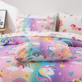 thumbnail image 6 of Btargot 5Pcs Colorful Unicorn Comforter Set Full for Girls Kids Glitter Rainbow Stars Bed-in-a-Bag, 6 of 14
