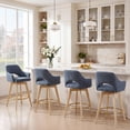 thumbnail image 5 of Zesthouse 26.8″ Swivel Counter Height Bar Stools Set of 2, Upholstered Linen Bar Stools with Back and Wood Legs, Mid Century Modern Barstool Island Chairs for Kitchen Counter, Blue, 5 of 10