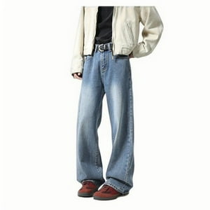 FcBaudy Full Length Pants Man Solid Color Drawstring Pockets Jeans Trousers Man cotton Trousers