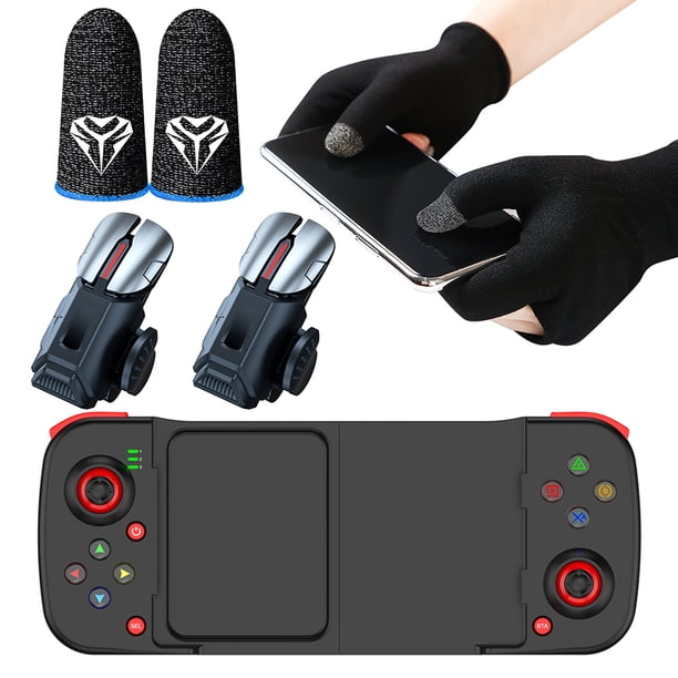 Accesorio para juegos de pantalla de 7 piezas, gatillo de 6 dedos con funda para dedo de 2 pares para PUBG