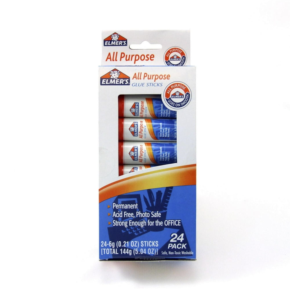 Elmer's AllPurpose Permanent Glue Stick, White Application, .21 oz, 24