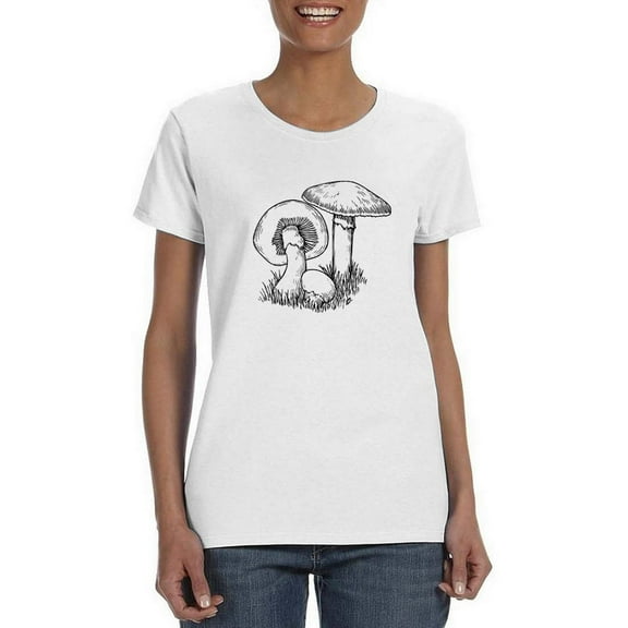 Mushrooms Sketch T-Shirt Women -Smartprints Designs, Female x-Large