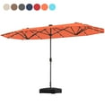 thumbnail image 1 of Costway 13 FT Double-sided Patio Umbrella with Solar Lights Crank Handle Umbrella Base Orange, 1 of 10