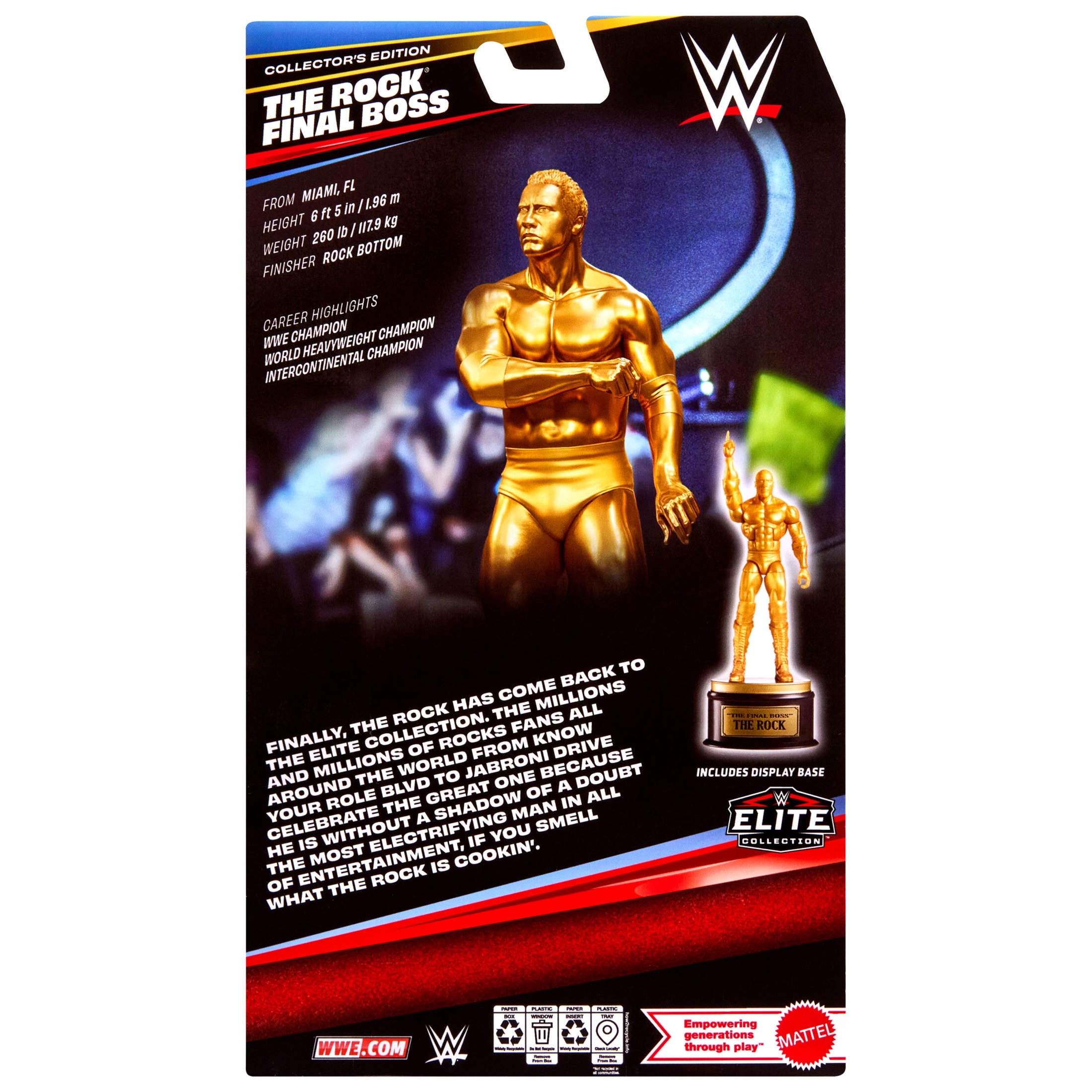 WWE Elite The Rock Action Figure, Series #125 Set, 6-inch Collectible with Articulation & Accessories