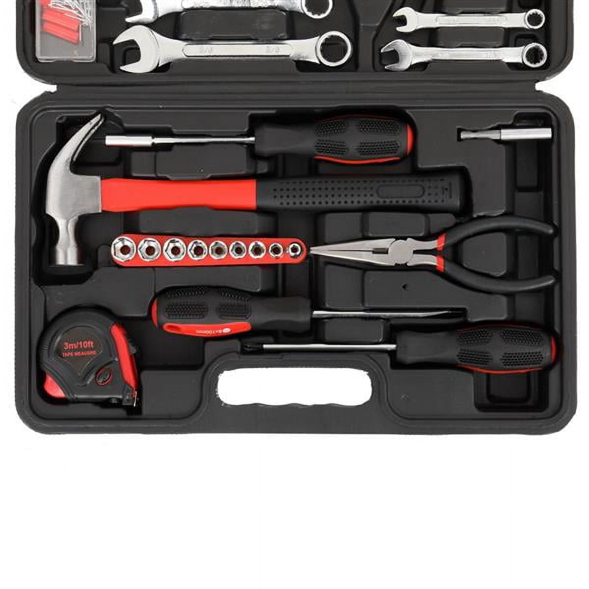 148PCS Iron Home Repair Tool Kit Carbon Steel/Chrome Vanadium Steel, Blow Molded Case for Home, Shop, Workplace Red